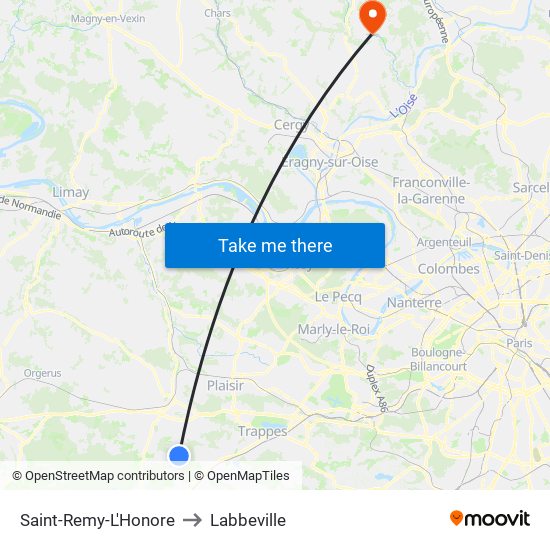 Saint-Remy-L'Honore to Labbeville map