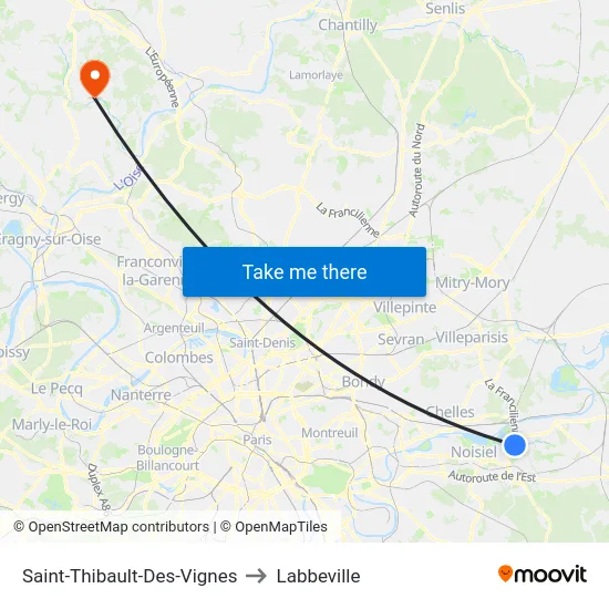 Saint-Thibault-Des-Vignes to Labbeville map