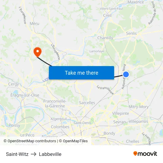 Saint-Witz to Labbeville map