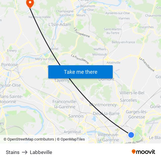 Stains to Labbeville map