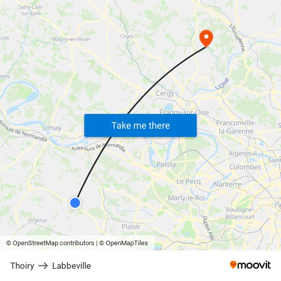 Thoiry to Labbeville map