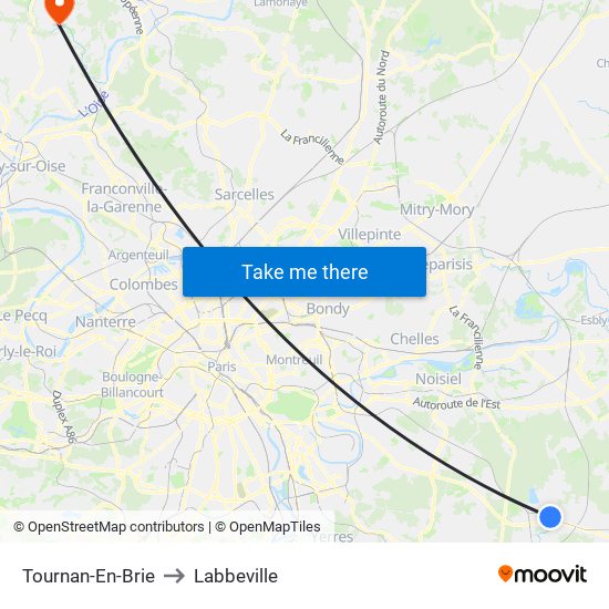 Tournan-En-Brie to Labbeville map