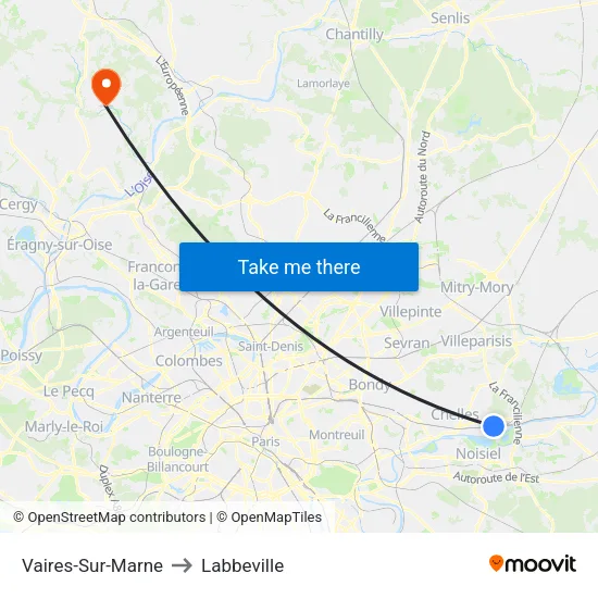 Vaires-Sur-Marne to Labbeville map