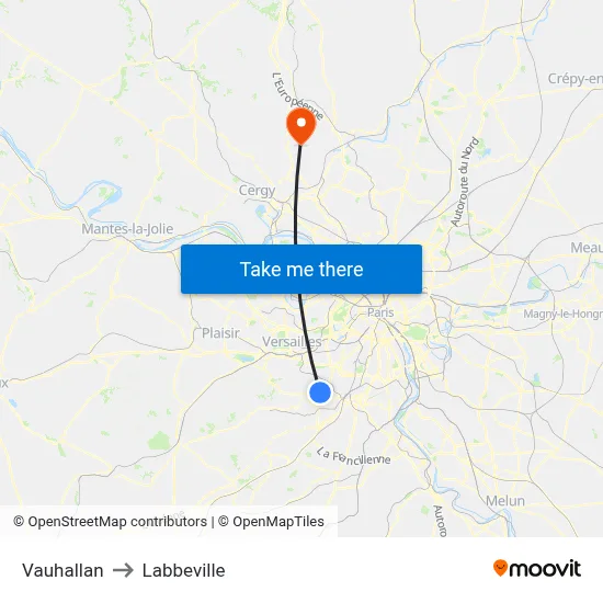 Vauhallan to Labbeville map