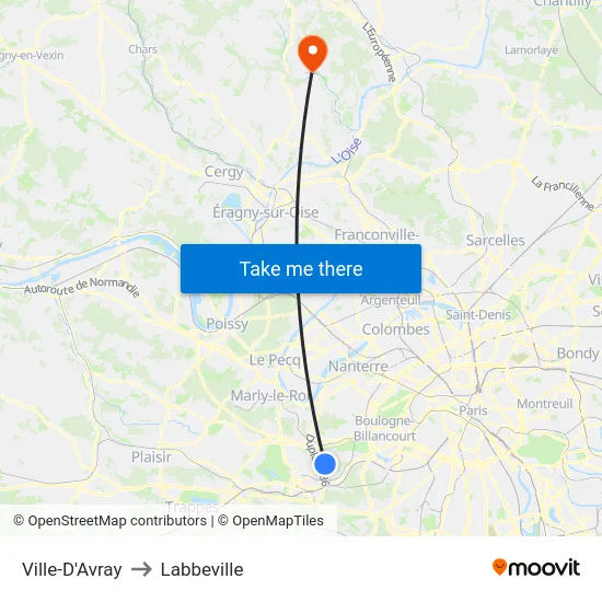 Ville-D'Avray to Labbeville map