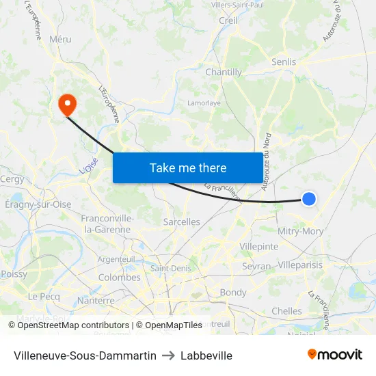 Villeneuve-Sous-Dammartin to Labbeville map