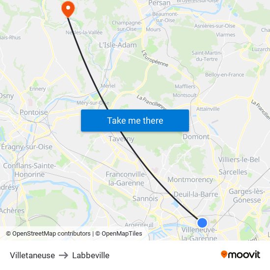 Villetaneuse to Labbeville map