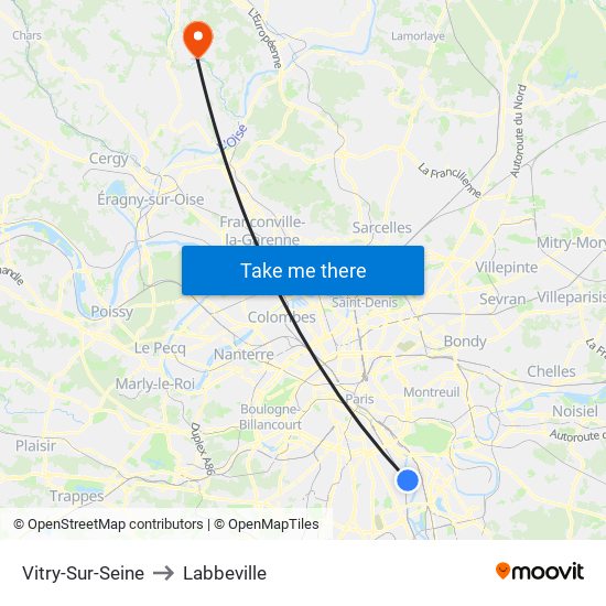 Vitry-Sur-Seine to Labbeville map