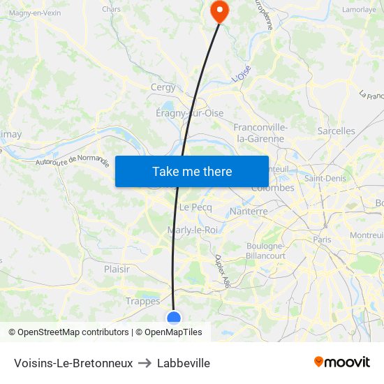 Voisins-Le-Bretonneux to Labbeville map