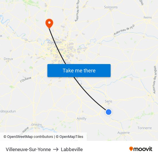 Villeneuve-Sur-Yonne to Labbeville map