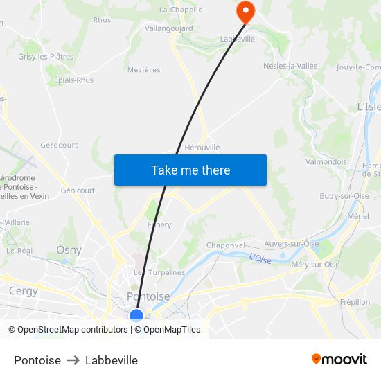 Pontoise to Labbeville map