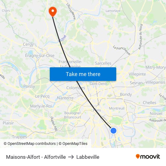 Maisons-Alfort - Alfortville to Labbeville map