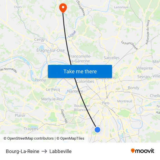 Bourg-La-Reine to Labbeville map