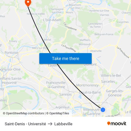 Saint-Denis - Université to Labbeville map