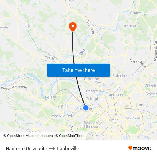 Nanterre Université to Labbeville map
