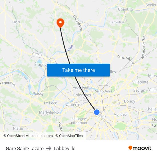 Gare Saint-Lazare to Labbeville map