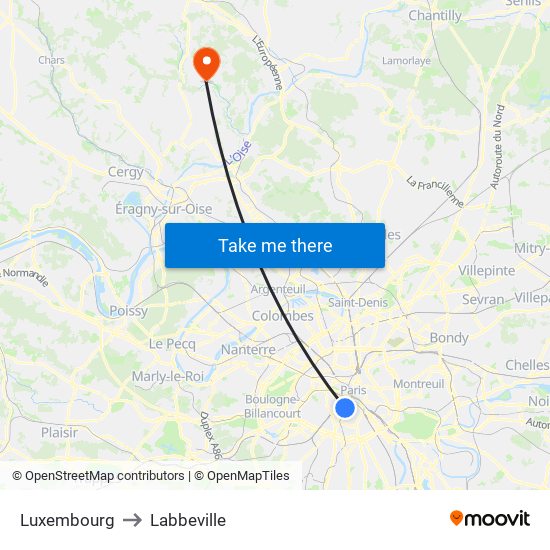 Luxembourg to Labbeville map