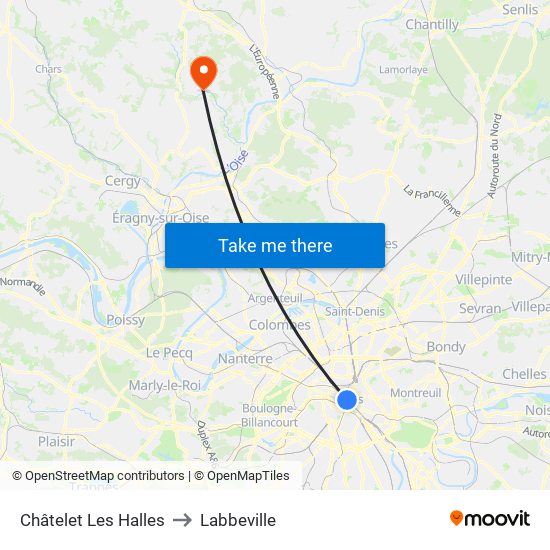 Châtelet Les Halles to Labbeville map