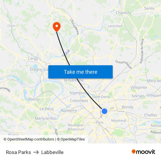 Rosa Parks to Labbeville map