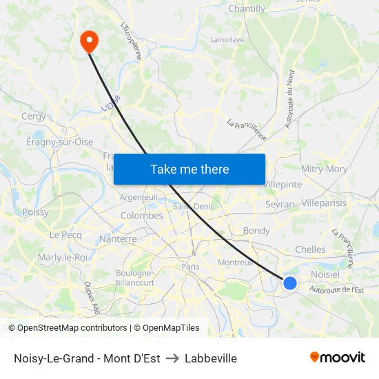 Noisy-Le-Grand - Mont D'Est to Labbeville map