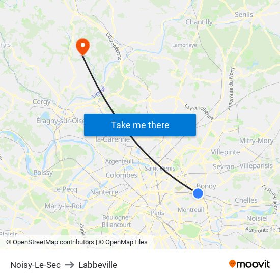 Noisy-Le-Sec to Labbeville map