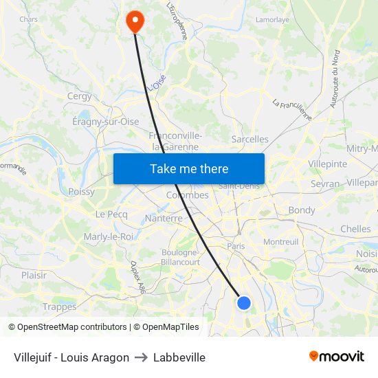 Villejuif - Louis Aragon to Labbeville map