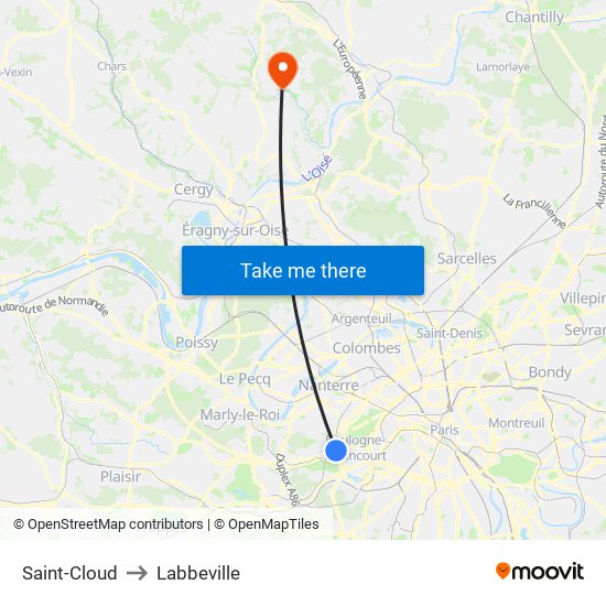 Saint-Cloud to Labbeville map