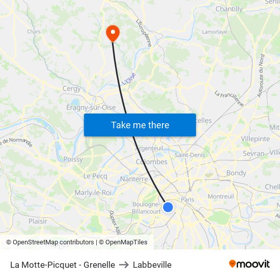 La Motte-Picquet - Grenelle to Labbeville map
