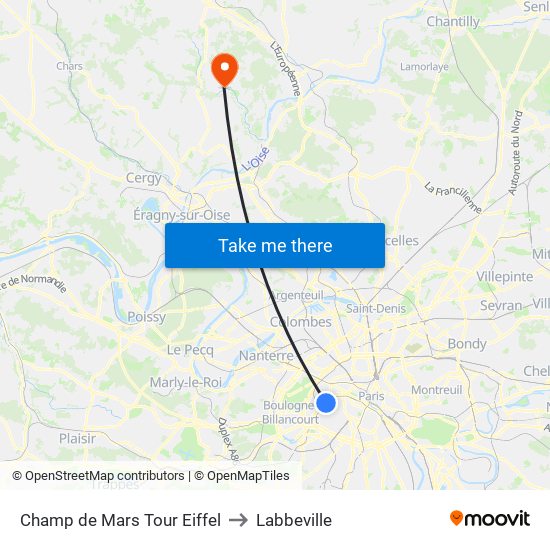 Champ de Mars Tour Eiffel to Labbeville map
