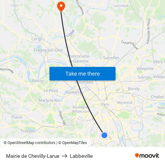 Mairie de Chevilly-Larue to Labbeville map