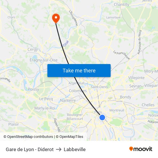 Gare de Lyon - Diderot to Labbeville map