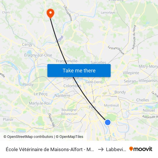 École Vétérinaire de Maisons-Alfort - Métro to Labbeville map