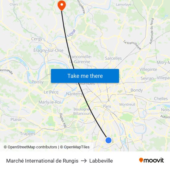 Marché International de Rungis to Labbeville map