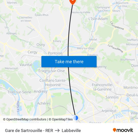 Gare de Sartrouville - RER to Labbeville map