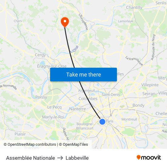 Assemblée Nationale to Labbeville map