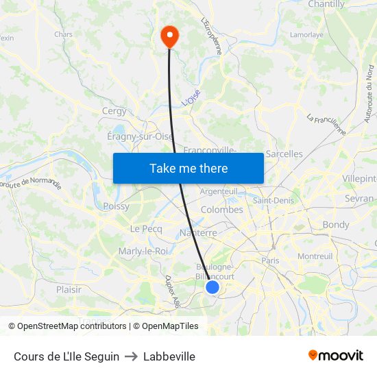 Cours de L'Ile Seguin to Labbeville map