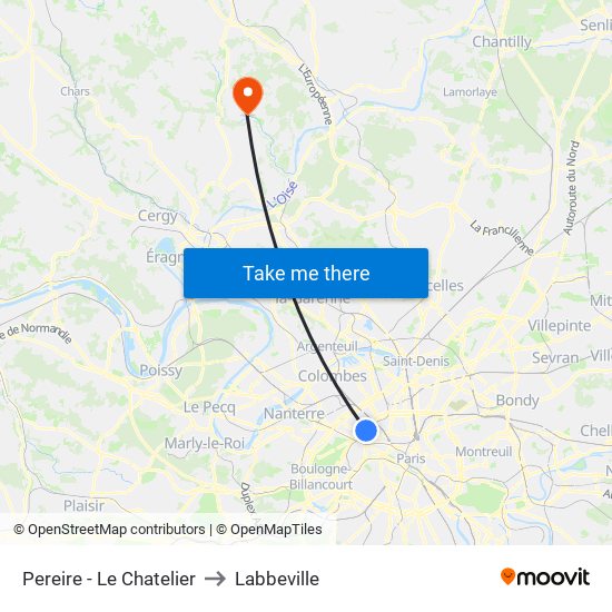 Pereire - Le Chatelier to Labbeville map