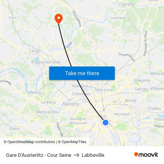 Gare D'Austerlitz - Cour Seine to Labbeville map