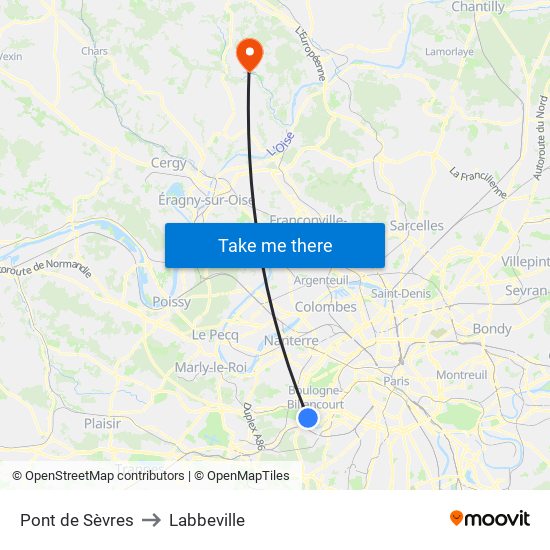 Pont de Sèvres to Labbeville map