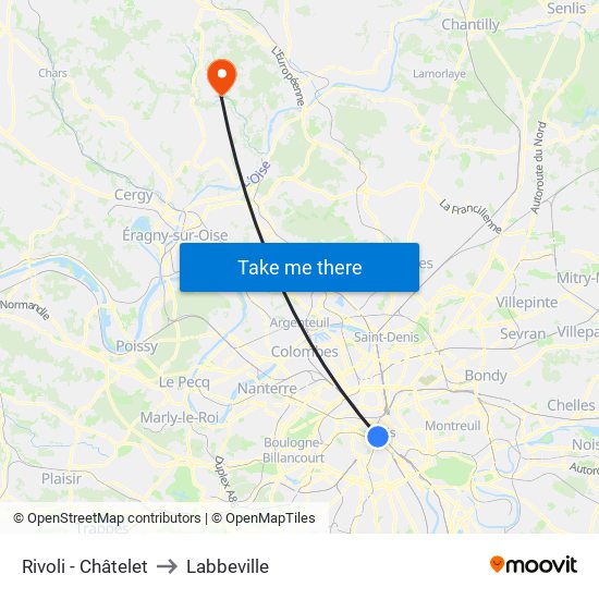 Rivoli - Châtelet to Labbeville map