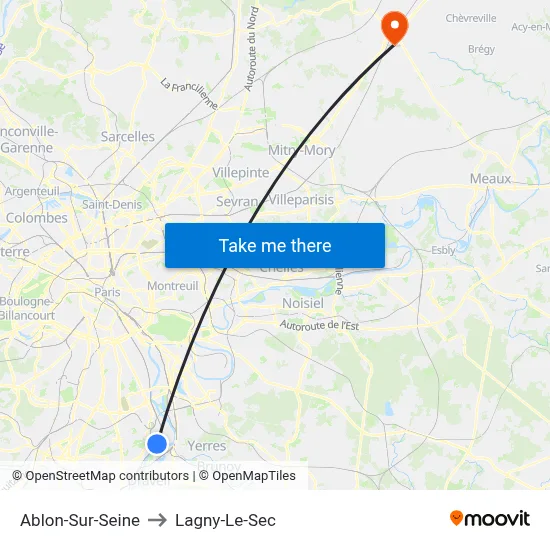 Ablon-Sur-Seine to Lagny-Le-Sec map