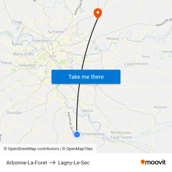 Arbonne-La-Foret to Lagny-Le-Sec map