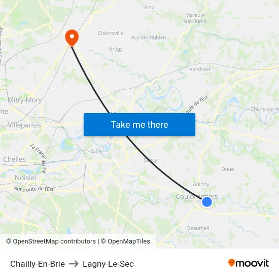 Chailly-En-Brie to Lagny-Le-Sec map