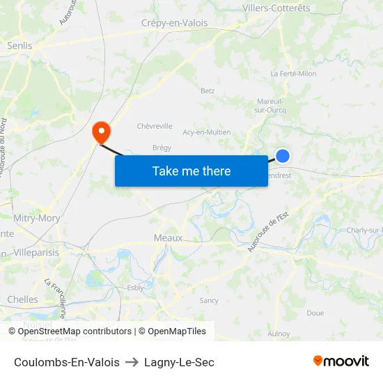 Coulombs-En-Valois to Lagny-Le-Sec map