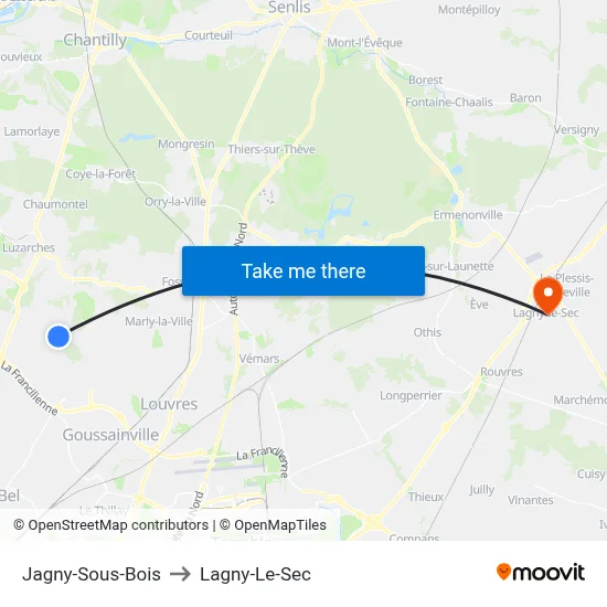 Jagny-Sous-Bois to Lagny-Le-Sec map