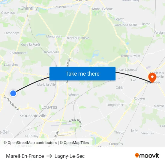 Mareil-En-France to Lagny-Le-Sec map