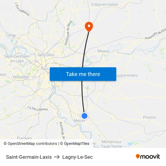 Saint-Germain-Laxis to Lagny-Le-Sec map