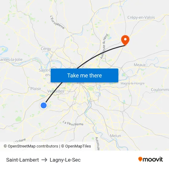 Saint-Lambert to Lagny-Le-Sec map