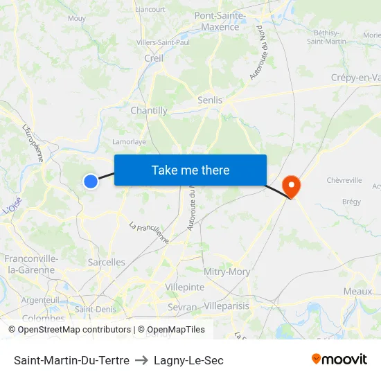 Saint-Martin-Du-Tertre to Lagny-Le-Sec map