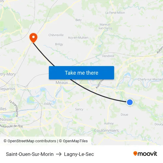 Saint-Ouen-Sur-Morin to Lagny-Le-Sec map